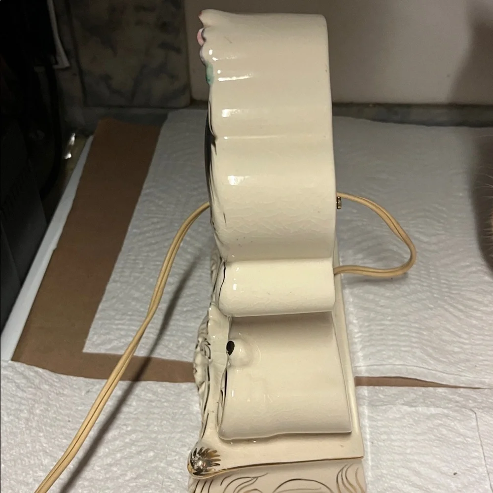 Floral Cream Vintage-Inspired Clock needs repair Electric Circa 1950